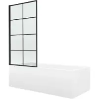 Mexen Cubik rechthoekig bad 160 x 70 met ombouw en 1-delige scherm 80 , zwart patroon - 550316070X9308017077