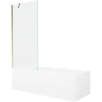 Mexen Cubik rechthoekig bad 150 x 70 met ombouw en 1-delige scherm 80 , transparant, goud - 550315070X9508000050