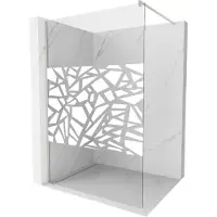 Mexen Kioto douchewand Walk-in 90 x 200 , wit patroon 8 mm, geborsteld nikkel - 800-090-101-97-85