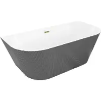 Mexen Oris vrijstaande geribbelde badkuip tegen de wand 150 x 75 , wit/grijs, overloop goud - 52871507562-50