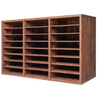 OEM Klassenzet organizer – Boekenkast met 24 vakken en een uitschuifbaar bord – Houten bureauorganizer in donkerbruin, geschikt voor kantoor, thuis en school