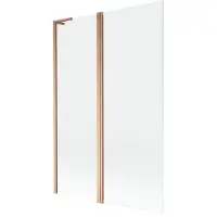 Mexen Mist L badscherm 2-delig 120 x 150 , transparant, geborsteld koper - 8A9L-120-011-65-00