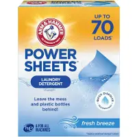 Arm & Hammer Power Sheets Wasmiddel, Fresh Breeze Geur, Lichtgewicht, 35 Stuks, Tot 70 Kleine Wasbeurten