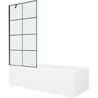 Mexen Vega rechthoekig bad 170 x 70 met ombouw en 1-vleugelig scherm 90 , zwart patroon - 550117077X9509007077