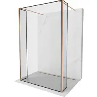 Mexen Kioto vrijstaande douchewand 120 x 30 x 30 , zwarte rand, geborsteld koper - 800-120-030-222-65-70-030