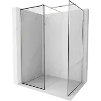 Mexen Kioto douchewand Walk-in 140 x 80 , zwart frame, geborsteld nikkel - 800-140-202-97-70-080