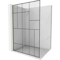 Mexen Kioto L douchewand Walk-in 90 x 200 , zwart patroon, goud - 800-090-103-50-78