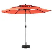MUVOE Rechthoekige dubbele parasol van 4,5 m met een cranksysteem (oranje) (zonder voet)