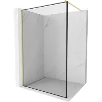 Mexen Kioto douchescherm Walk-in 140 x 200 , zwart frame 8 mm, geborsteld goud - 800-140-101-55-70