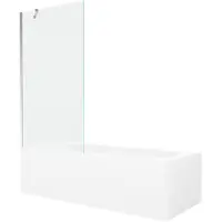 Mexen Vega rechthoekig bad 160 x 70 met omhulsel en 1-vleugelig scherm 90 , transparant, chroom - 550116070X9509000001
