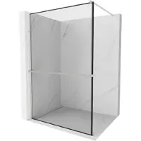 Mexen Kioto+ douchewand met plank Walk-in 70 x 200 , zwart frame, geborsteld nikkel - 800-070-121-97-70