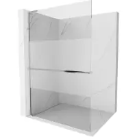 Mexen Kioto+ L Douchewand met plank Walk-in 100 x 200 , transparant/mat, chroom - 800-100-123-01-35