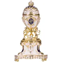 Danila-Souvenirs Faberge-stijl Koninklijk Deens Ei (Deens jubileum) juwelendoos juwelenkistje met leeuwen 13 cm blaw