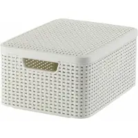 Keter style mandje M + deksel 18 liter vintage wit