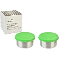 Lunchbots - Dips 75ml - RVS Dip Containers met Siliconen Deksel (set van 2) - Groen