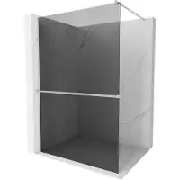 Mexen Kioto+ douchewand met plank Walk-in 130 x 200 , grafiet, geborsteld nikkel - 800-130-121-97-40