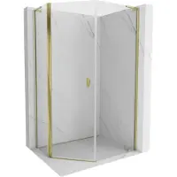 Mexen Mist L asyetrische pentagonale douchecabine met draaideur 80 x 90 , transparant, goud - 8A8L-080-090-50-00