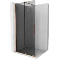 Mexen Velar schuifbare douchewand Walk-in 120 x 200 , grafiet 8 mm, geborsteld koper - 871-120-000-43-65