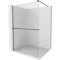 Mexen Kioto+ douchewand met plank Walk-in 70 x 200 , strepen, geweer metaal - 800-070-121-95-09