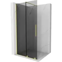 Mexen Velar schuifbare douchewand Walk-in 110 x 200 , grafiet 8 mm, goud geborsteld - 871-110-000-43-55