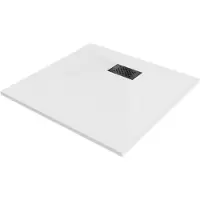 Mexen Hugo vierkante douchebak SMC 70 x 70 , wit, zwarte afdekking - 42107070-B