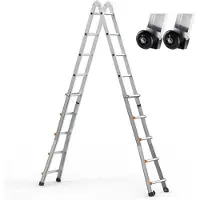 OEM 16,7 meter telescoopladder met A-frame ontwerp, compacte aluminium uitschuiflade, multifunctionele inlegklep voor binnen- en buitengebruik, draagvermogen van 150 kg, zilverkleurig