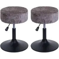 MCW Set van 2 krukken -C22, zitkruk, in hoogte verstelbaar, draaibaar Ø 37 cm Stof Chenille (465 g/m²) MVG ~ bruin