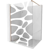 Mexen Kioto douchewand Walk-in 90 x 200 , witte golf 8 mm, geborsteld koper - 800-090-101-65-97