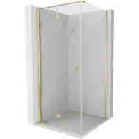 Mexen Mist-F opvouwbare douchecabine links 70 x 70 , transparant, geborsteld goud - 8A6T-070-070-55-00-L