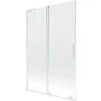 Mexen Velar L badwand 2-delige schuifbare 120 x 150 , transparant, wit - 896-120-003-01-20