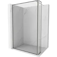 Mexen Kioto douchewand Walk-in 150 x 40 , zwart frame, geborsteld nikkel - 800-150-212-97-70-040