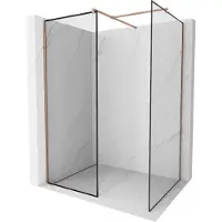 Mexen Kioto douchewand inloop 140 x 100 , zwarte rand, roze goud - 800-140-202-60-70-100