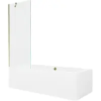 Mexen Cube rechthoekig bad 180 x 80 met ombouw en 1-delig scherm 70 , transparant, goud - 550518080X9507000050