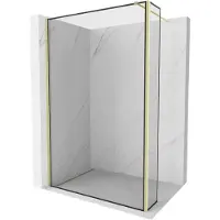 Mexen Kioto douchewand Walk-in 120 x 40 , zwart frame, goud geborsteld - 800-120-212-55-70-040