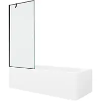 Mexen Vega rechthoekig bad 150 x 70 met ombouw en 1-delige paravent 80 , zwart patroon - 550115070X9508007070