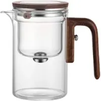 Melitt Waterafscheiding Binnencontainer Theepot Eén Klik Magnetische Schakelaar Theeafscheiding Filtratie Glazen Houten HandvatThee