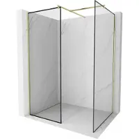 Mexen Kioto douchewand Walk-in 160 x 110 , zwart frame, goud geborsteld - 800-160-202-55-70-110