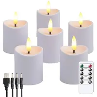 Jojomino LED-kaarsen, flikkerende vlamloze kaarsen, oplaadbare kaars, echte waskaarsen met afstandsbediening, wit