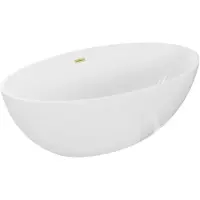 Mexen Nike vrijstaande badkuip 175 x 100 , wit, overloop goud geborsteld - 54071751000-55