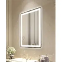 OEM LED-spiegel voor de badkamer, 60 x 80 cm, wandmodel, met voor- en achtergrondverlichting, anti-condensfunctie, 3 kleuren, dimbaar voor een perfecte make-uproutine