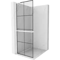 Mexen Kioto+ L douchewand met plank Walk-in 80 x 200 , zwart rooster, wit - 800-080-123-20-77