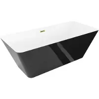 Mexen Velo Slim vrijstaande badkuip 170 x 75 , wit/zwart, gouden overloop - 52811707575-50