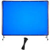 DUOKU Laserscherm--1,74 x 2,34 m-met Frame-Mobiele Beschermgordijn van Vlamvertragend Vinyl-Uitgerust met 4 Wielen-Blauw