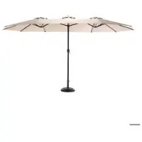 MUVOE Rechthoekige dubbelzijdige parasol van 4,5 m met een handvat (kaki) (zonder voet)