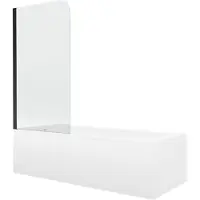 Mexen Vega rechthoekig bad 160 x 70 met ombouw en 1-delig scherm 70 , transparant, zwart - 550116070X9007017000