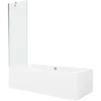 Mexen Cube rechthoekig bad 170 x 80 met ombouw en 1-vleugelig scherm 60 , transparant, chroom - 550517080X9506000001
