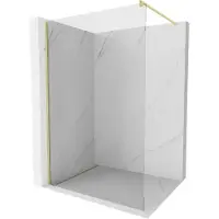 Mexen Kioto douchewand Walk-in 130 x 200 , transparant 8 mm, goud geborsteld - 800-130-101-55-00