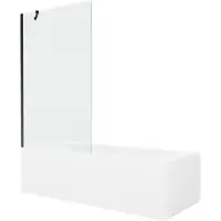 Mexen Vega rechthoekig bad 160 x 70 met ombouw en 1-deurs scherm 100 , transparant, zwart - 550116070X9510000070