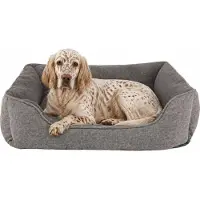 Lionto hondenbank, modern hondenbed met antislipbodem, afneembare hoes en pluche binnenkant, 90x75 cm, grijs