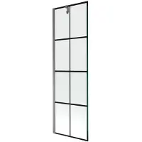 Mexen Next badwand scherm 1-vleugelig 60 x 150 , zwart raster, gun metal - 895-060-000-00-77-95